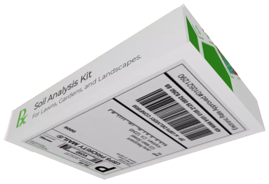 Soil analysis kit with prepaid shipping label